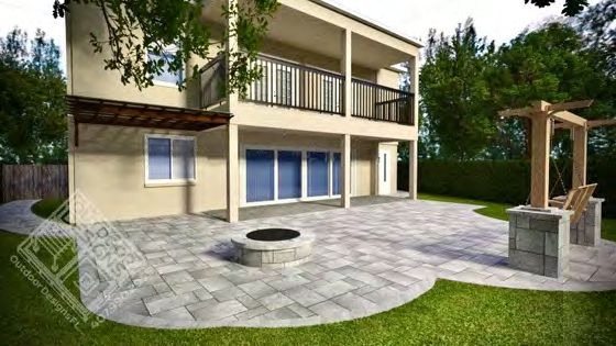 3D visualization of outdoor kitchen and covered patio project