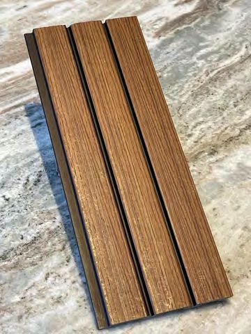 Color swatch options for decorative panels in various wood tones