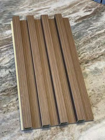 Exterior feature wall with decorative panels and modern finish