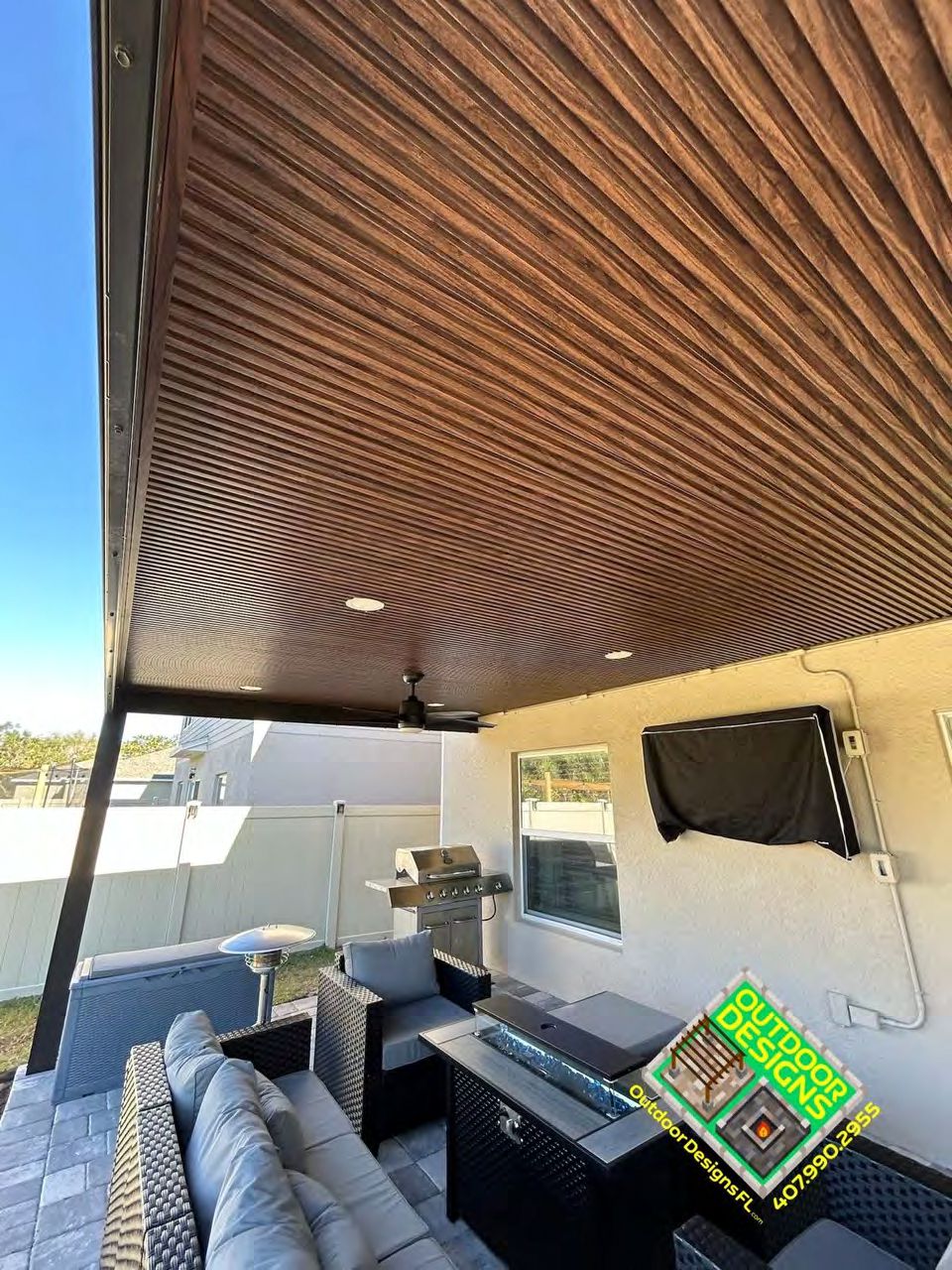 Custom decorative panel layout for residential outdoor project