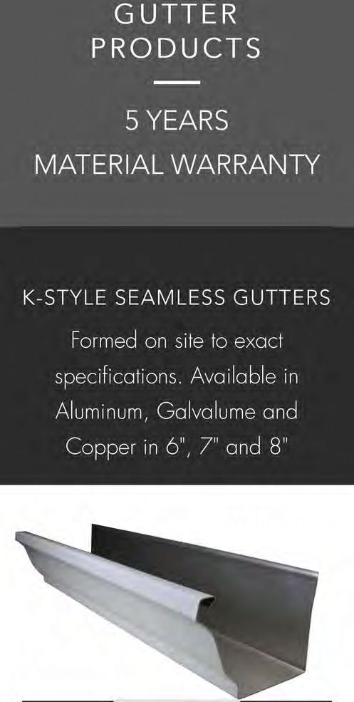 K-Style gutter profile available in 6 7 and 8 inch sizes