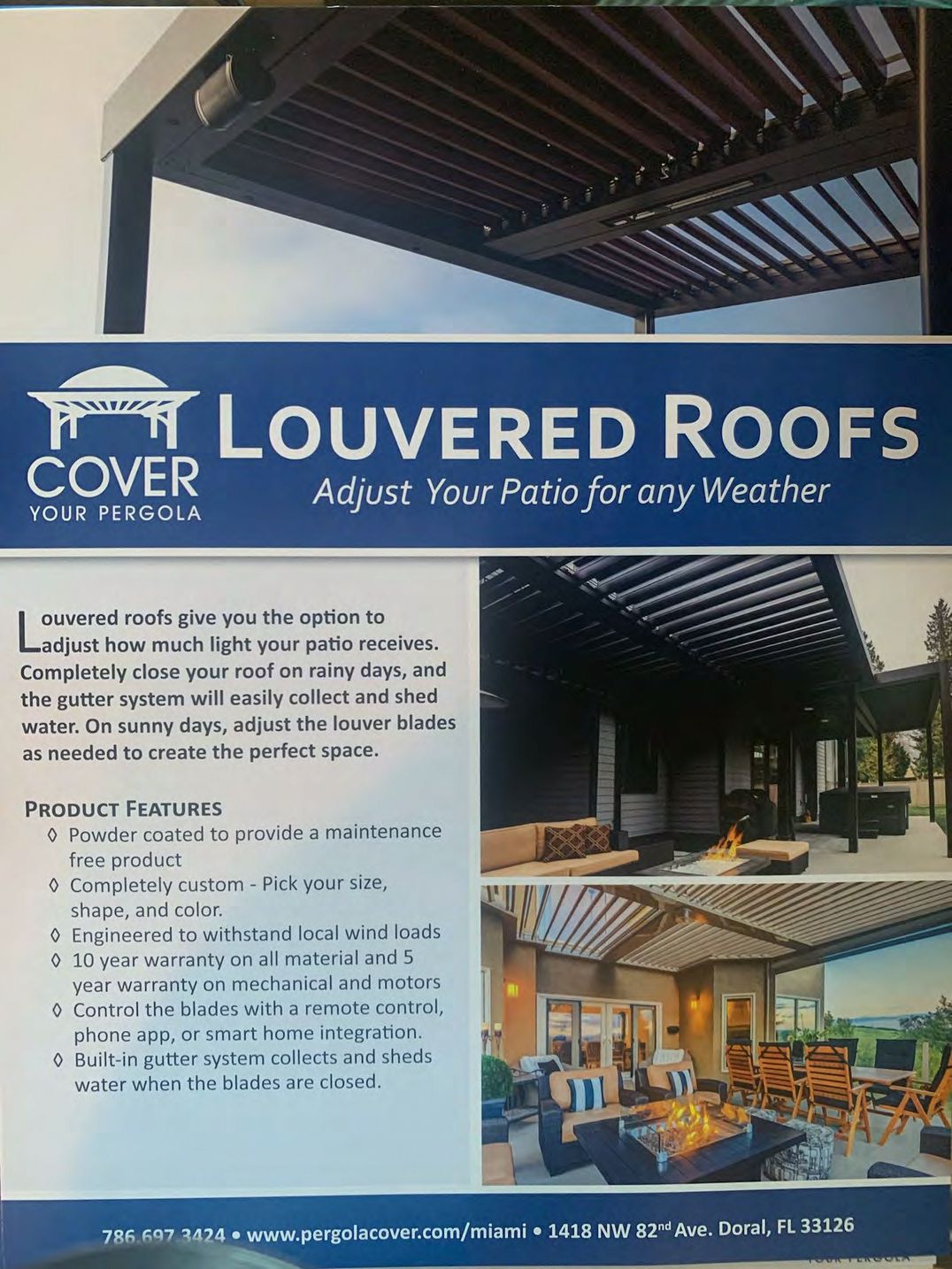 Custom engineered louvered roof meeting local wind load requirements