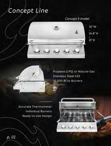 Stainless steel grill specifications for Concept View and Thunder lines