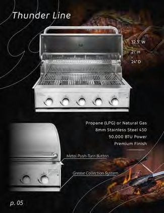 Thunder Line professional grill for outdoor kitchen installation