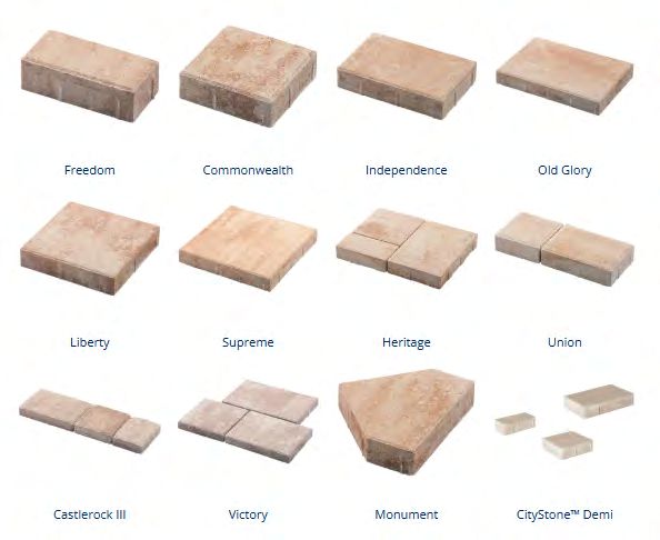 Paver shape and size options for custom layout designs