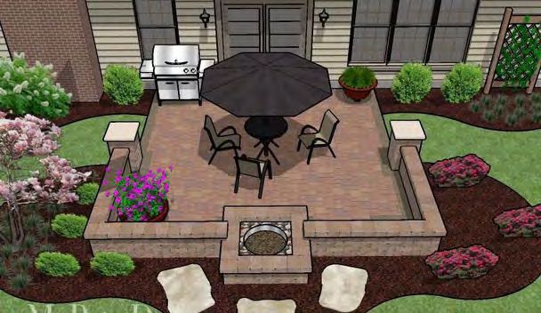 Random pattern paver layout creating natural stone look