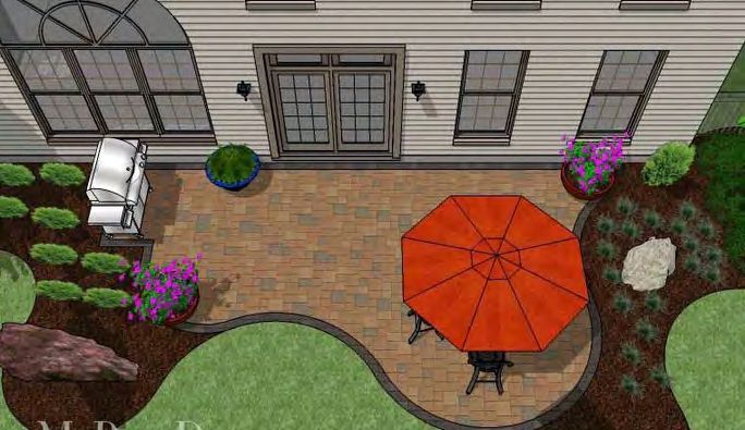 Running bond paver layout with clean linear design