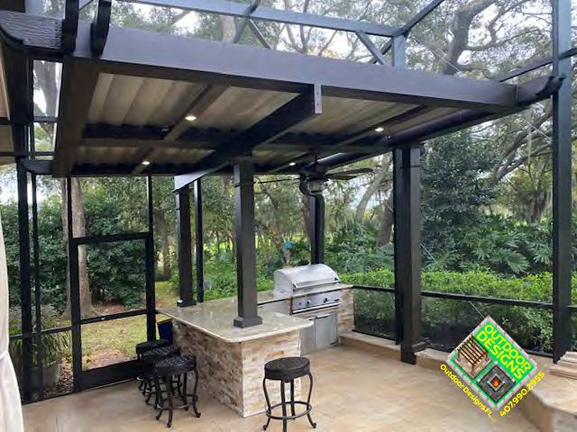Aluminum pergola with motorized louvers for adjustable shade
