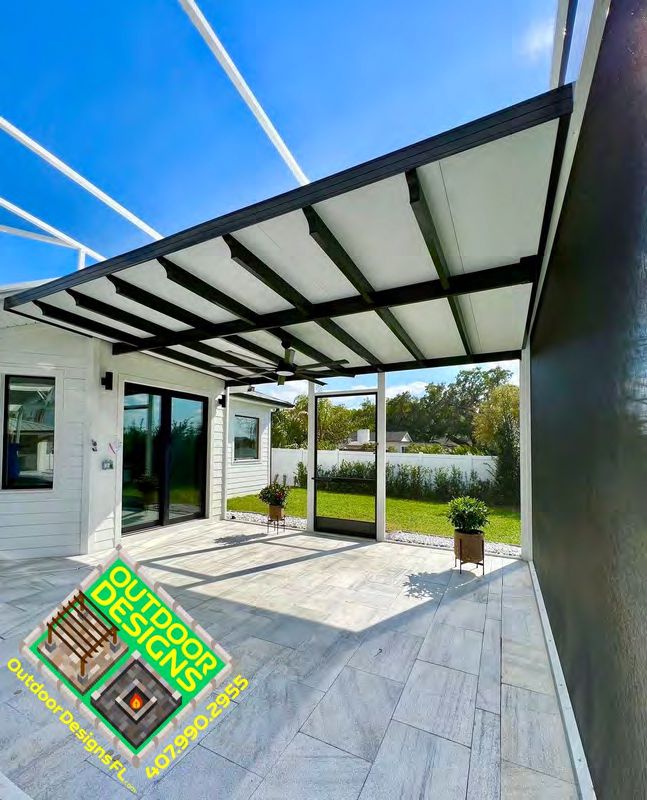 Attached pergola extending patio living space in residential home