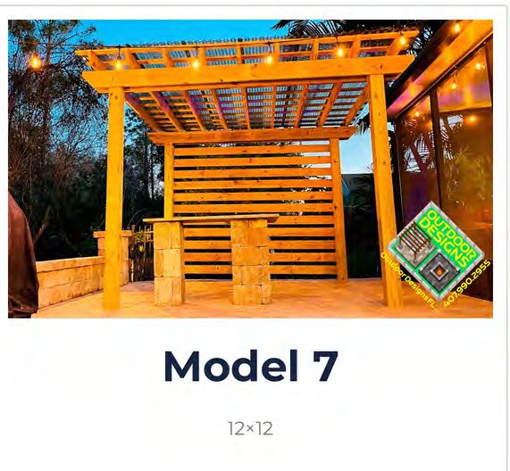 Pergola with fan beam design for enhanced airflow