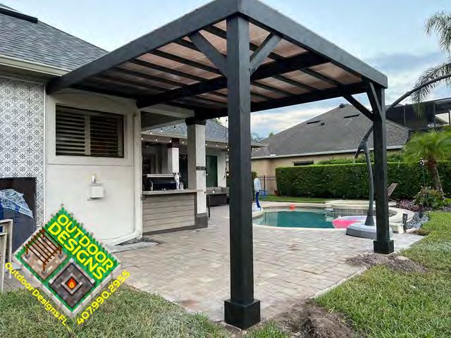 Custom pergola with integrated lighting for evening ambiance