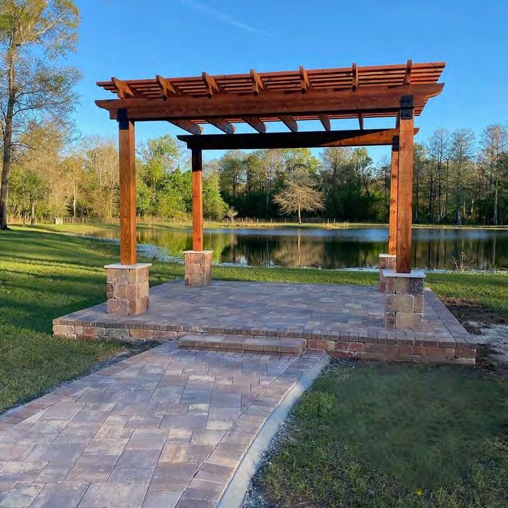 Pergola with ceiling fan and recessed lighting for comfort