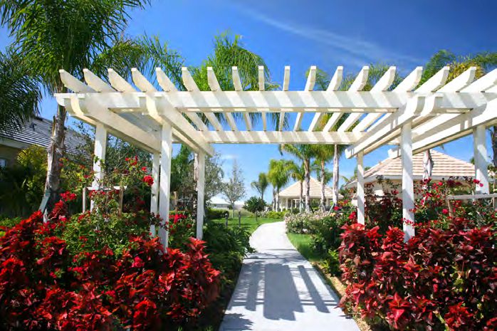 Bronze finish pergola blending with natural outdoor surroundings