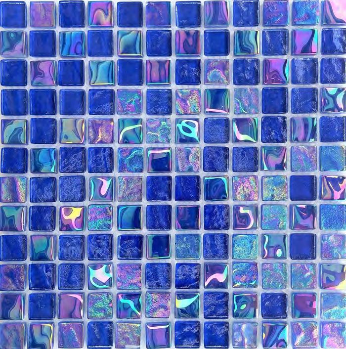 Glass tile pool remodel with modern mosaic accent design