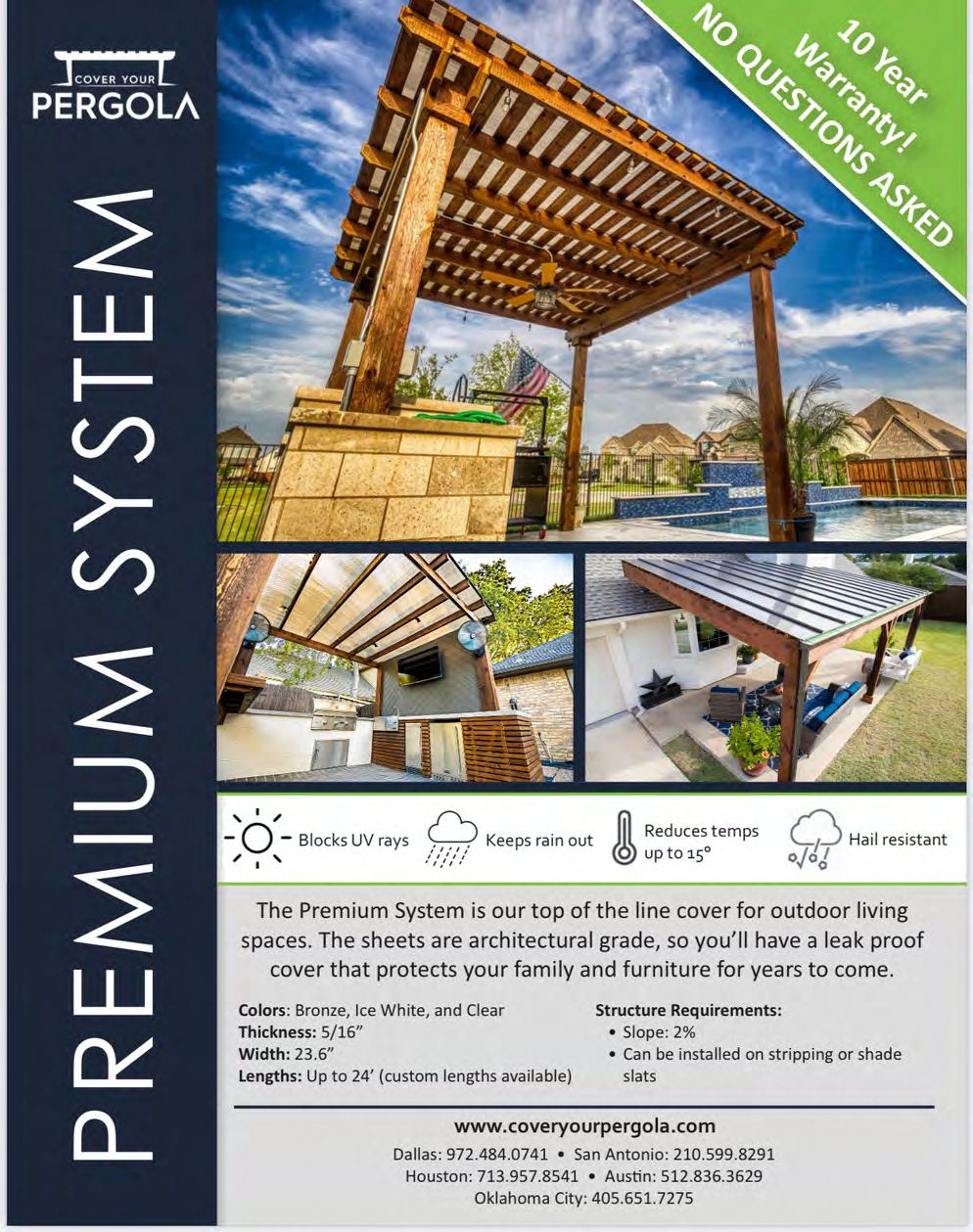 Premium system cover installed on shade slats with 10-year warranty