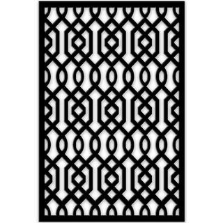 Privacy wall with decorative cut-out floral pattern