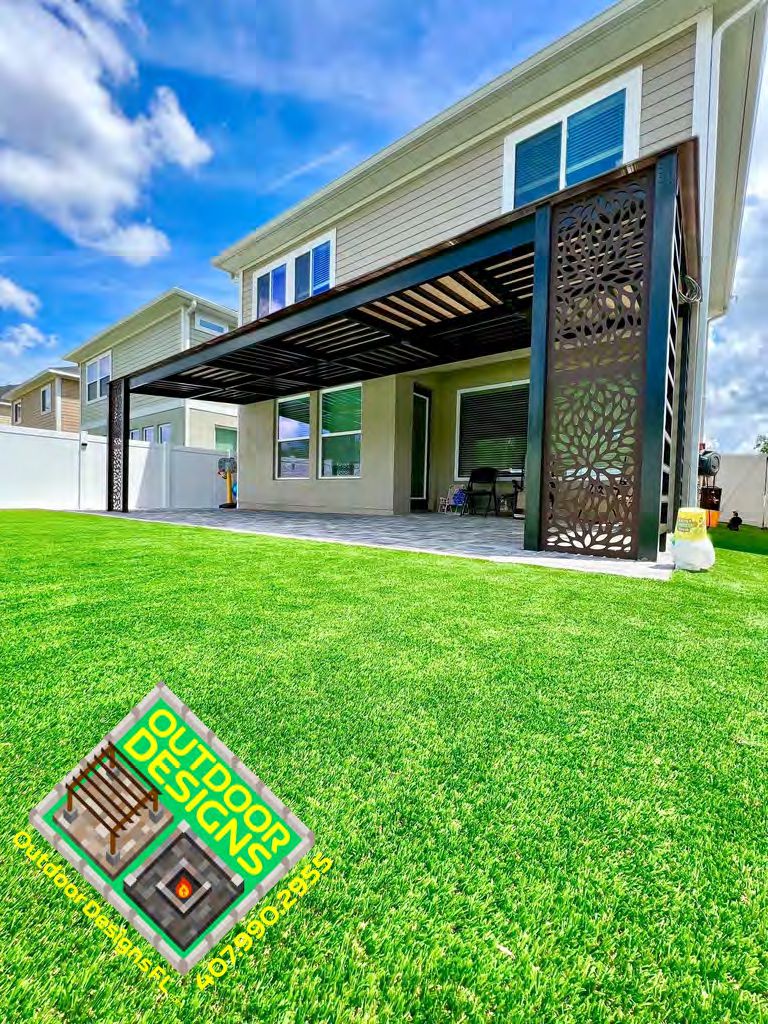 Full-height privacy wall enclosing outdoor living area