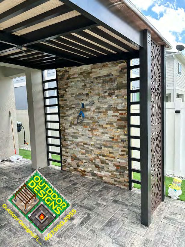 Privacy wall installation with custom color-matched finish
