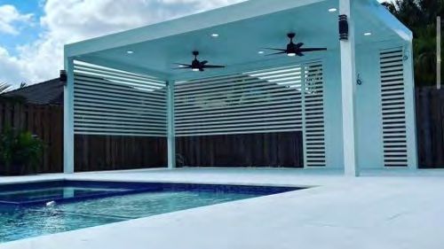 Aluminum privacy wall with contemporary linear design
