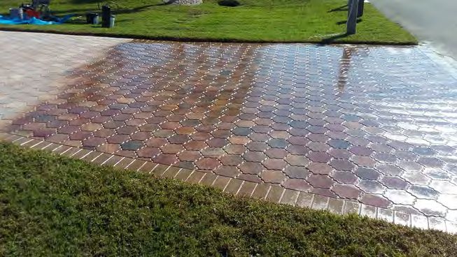 Professional paver sealing results showing restored surface color